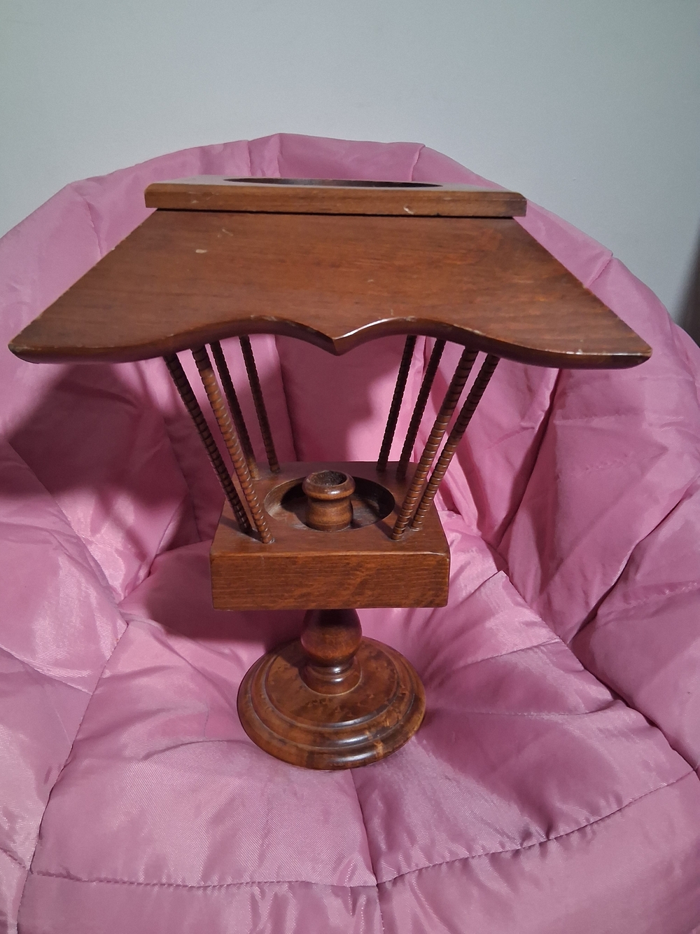 Vintage Wooden Candle Holder- Brown